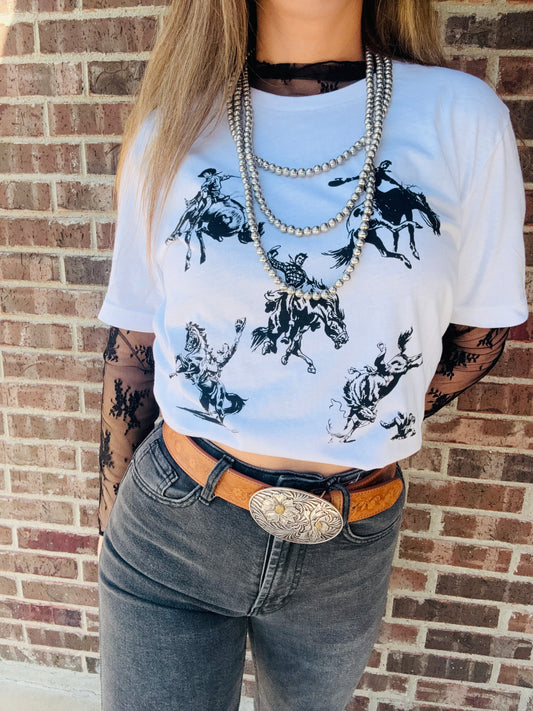 Bucking horses tee