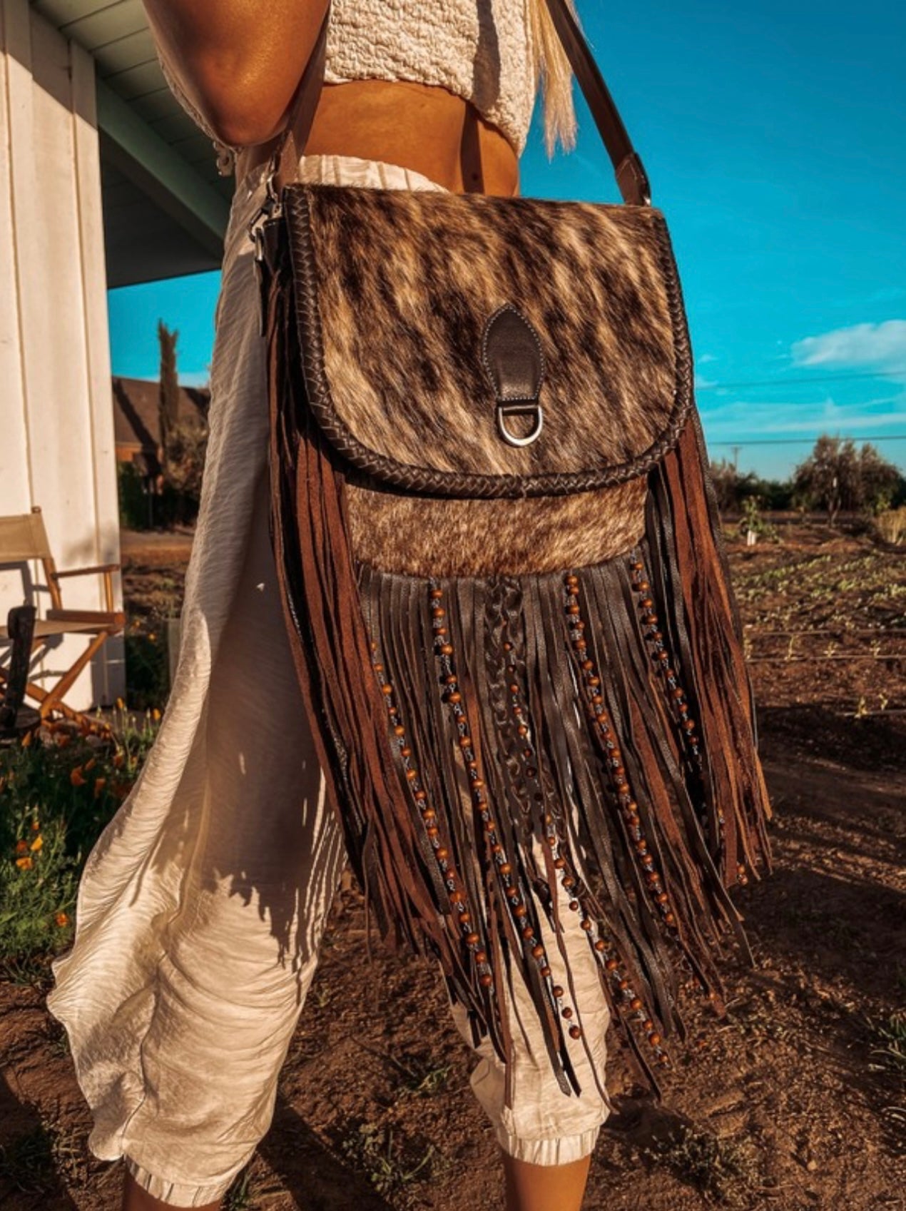 Brindle fringe bag